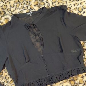 DOLLSKILL WIDOW 1X NATURAL LIFE CHIFFON TOP BLACK